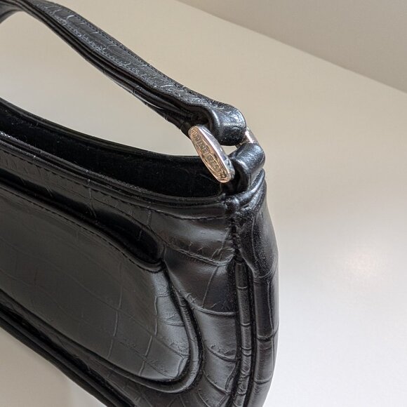 Nine West Black Croc Embossed Shoulder Bag | Y2K Vintage Handbag - Picture 8 of 14